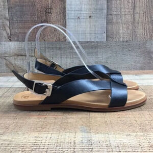 Corso Como Black Slingback Buckle Sandals Womens 6.5M Peep Toe‎
